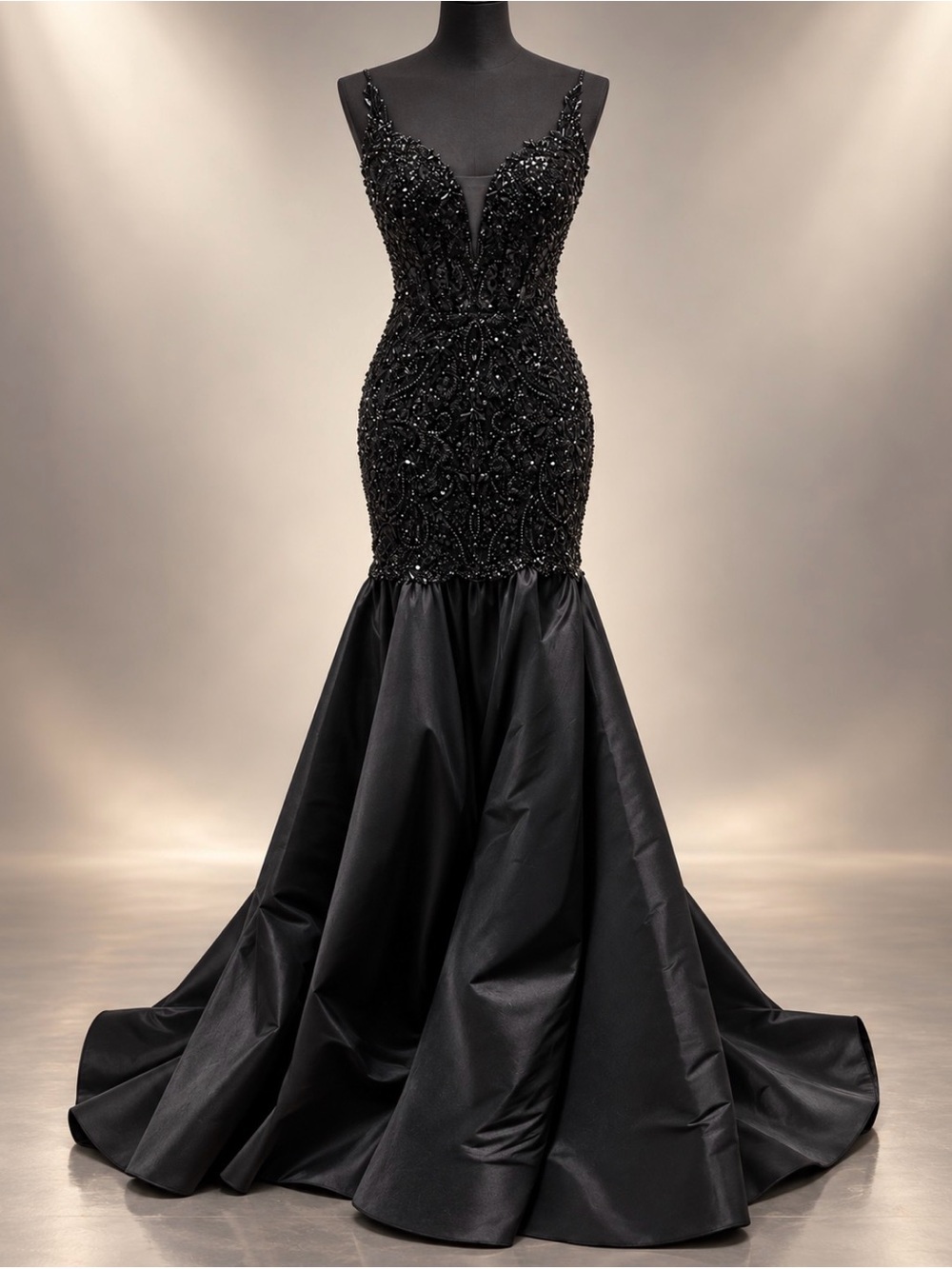 Jovani Black Strapless Beaded Evening Gown